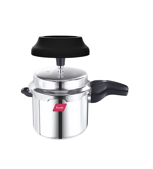 Preethi Induction Base Stainless Steel Outer Lid Pressure Cooker, 5 Litres, Silver-(Spill Splash Shield) PC 026